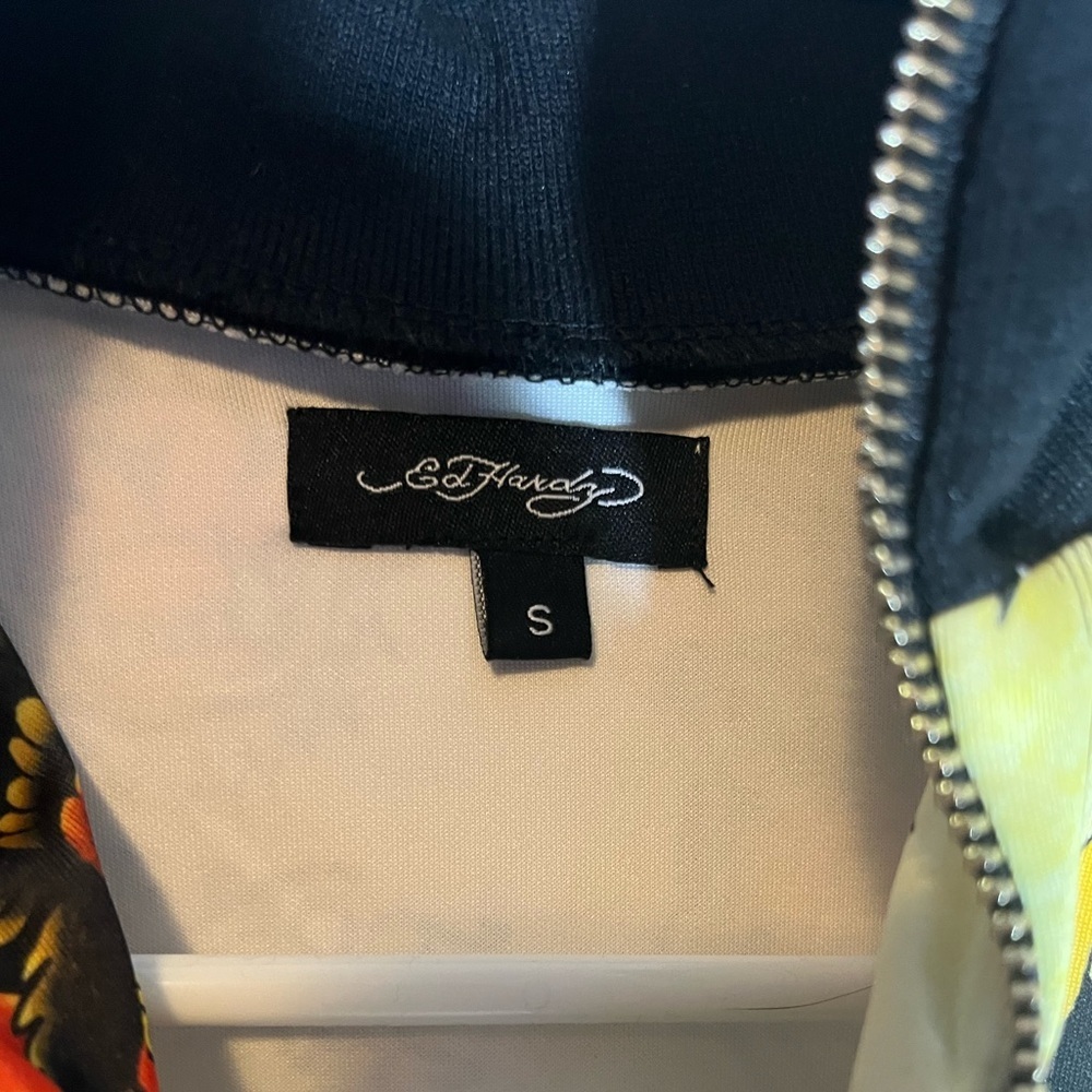 Ed Hardy Women's Yellow Bomber Jacket with Tattoo Print - Picture 8 of 15